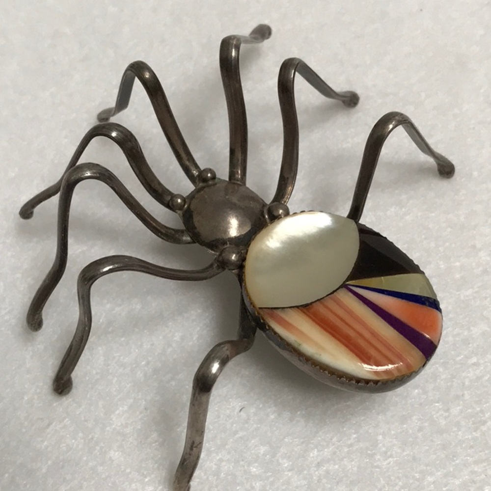 Zuni Inlay Spider Brooch and Pendant